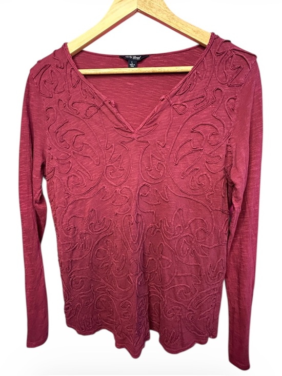 Lucky Brand Tops - Lucky Brand Maroon Detailing Long Sleeve Shirt